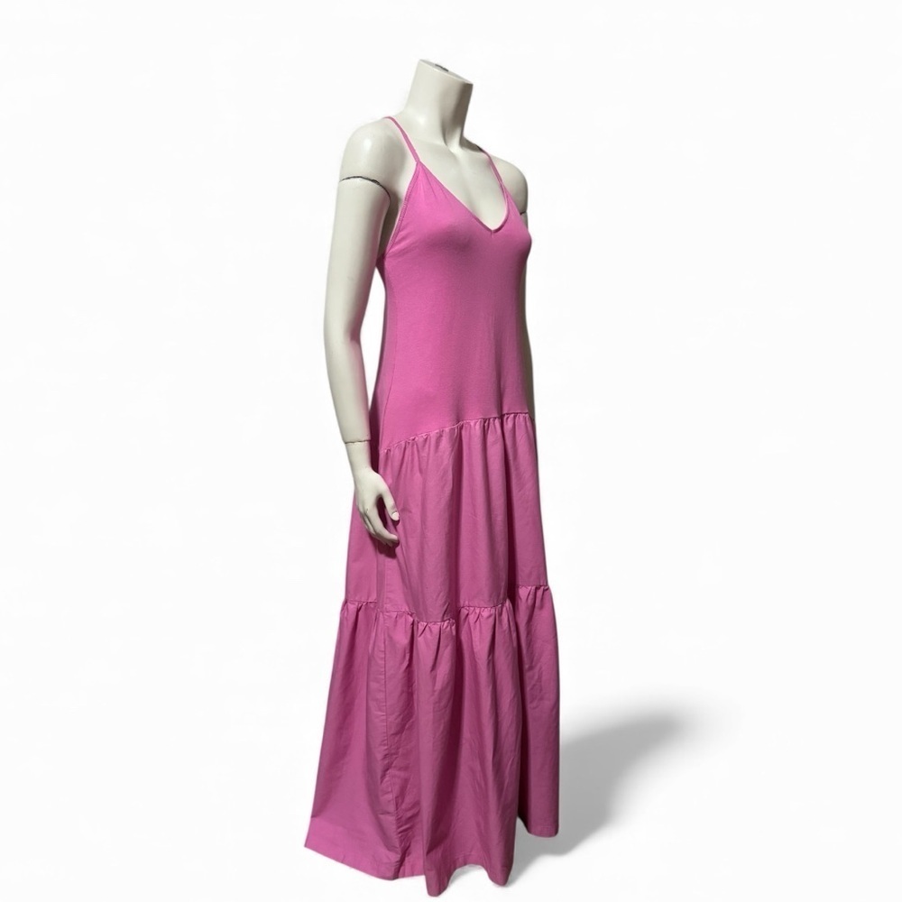 ZARA Pink Tiered Maxi Sundress Women’s Small Flowy Resort Summer Slip Dress - Picture 3 of 12